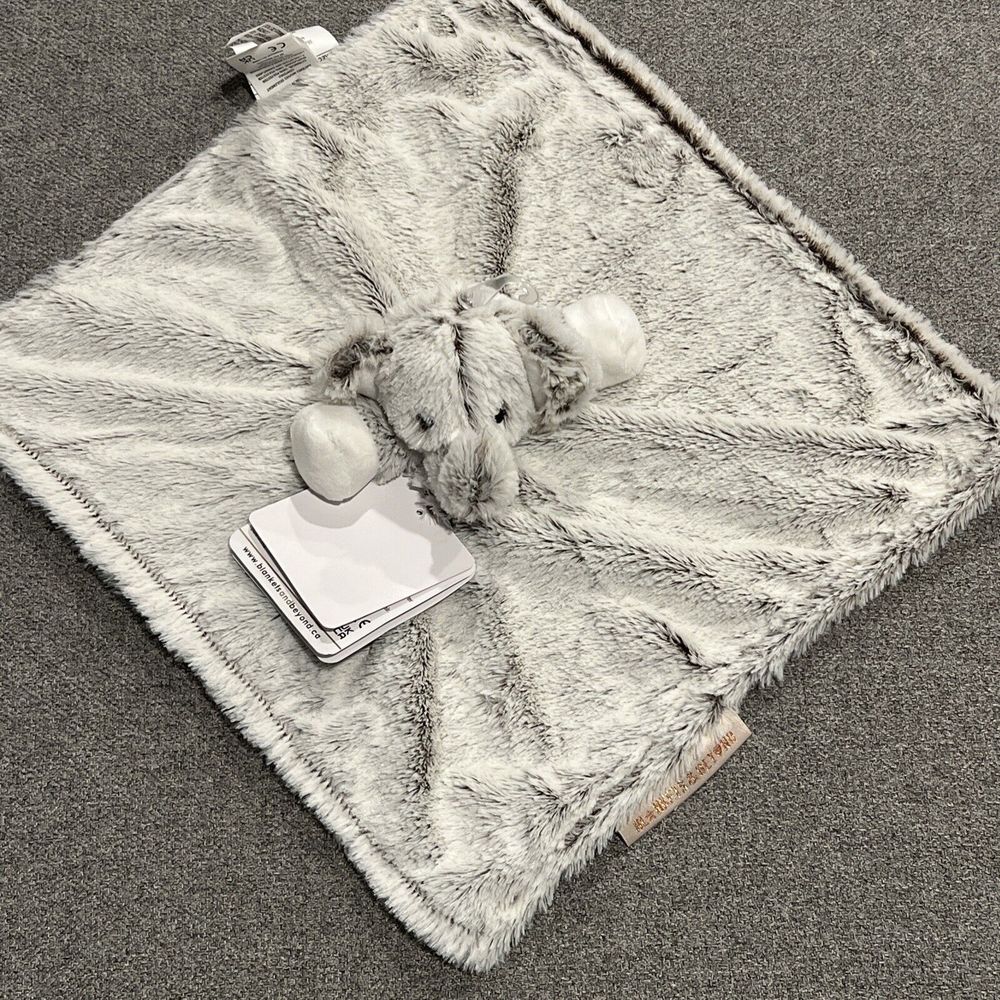 New Blankets & Beyond Gray Elephant Baby Lovey Security Blanket Fuzzy Nunu Soft